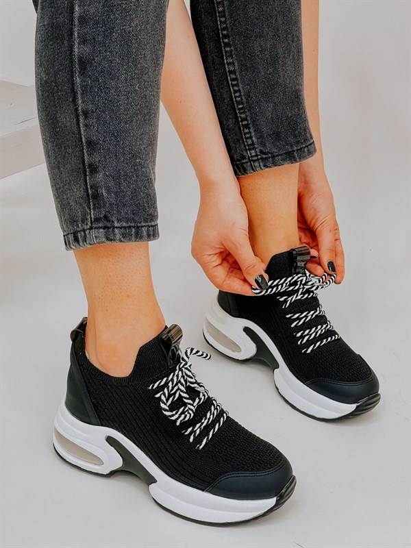 Siyah Kışlık Triko (Jack) Kadın Sneakers