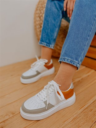 Beyaz Gri (Utah) Kadın Bağcıklı Sneakers