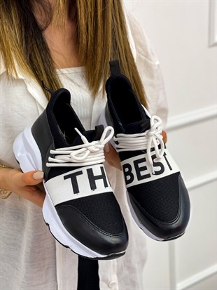 Siyah Beyaz (The Best) Kadın Bağcıklı Sneakers